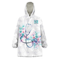 New Zealand Nurses RN Personalised Wearable Blanket Hoodie Stethoscope Floral Maori Motif