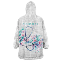 New Zealand Nurses RN Personalised Wearable Blanket Hoodie Stethoscope Floral Maori Motif