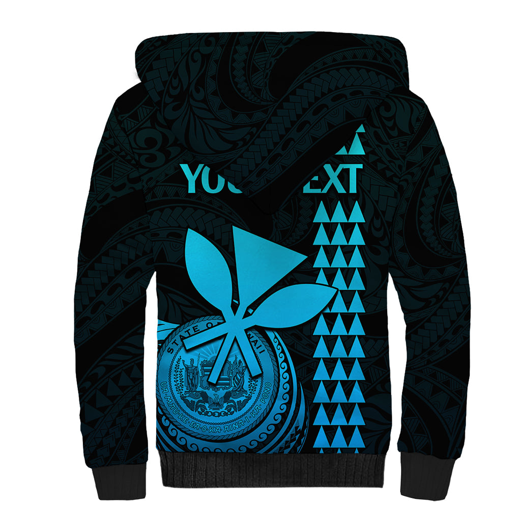 Custom Hawaii Sherpa Hoodie King Kamehameha - Aqua LT9 - Polynesian Pride