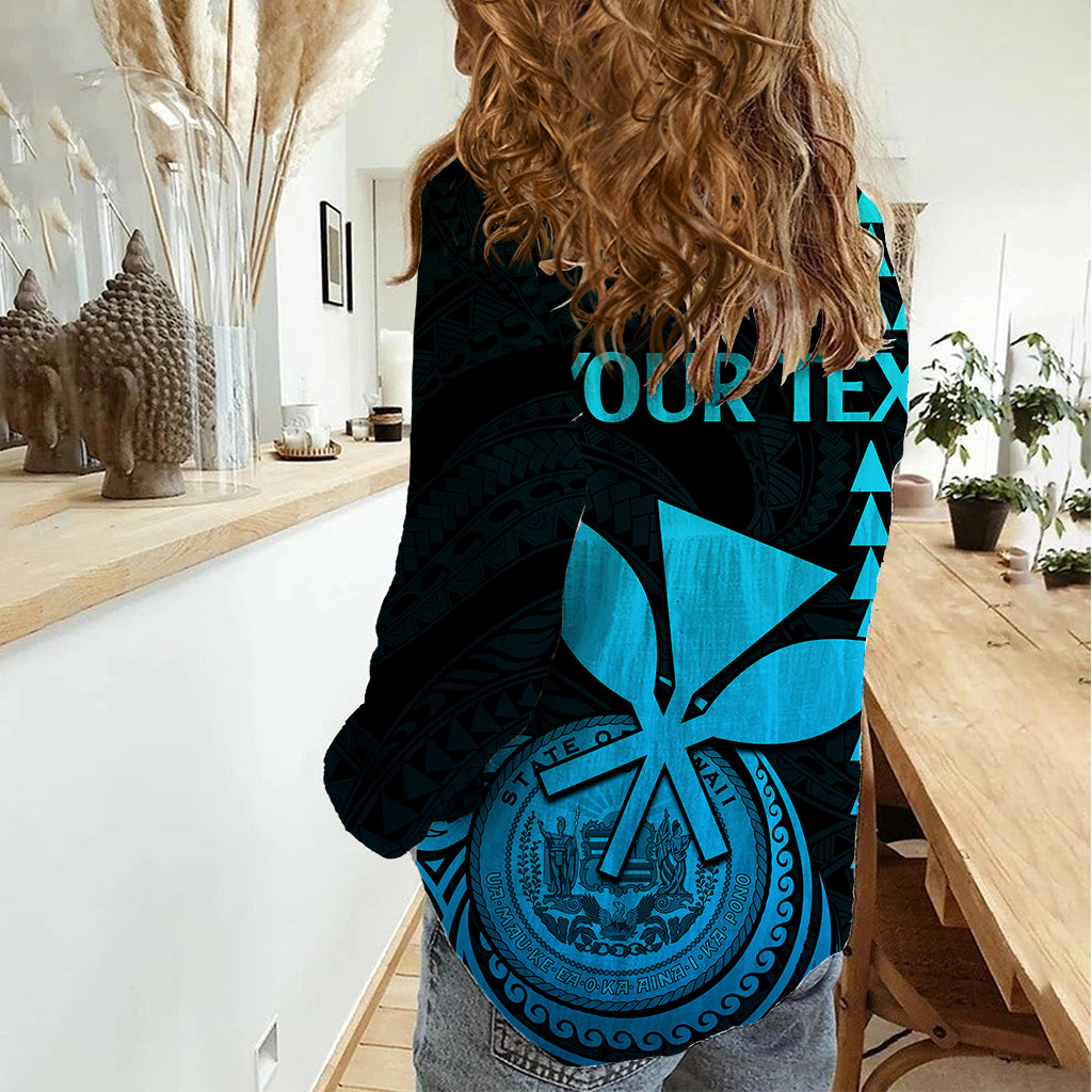 Custom Hawaii Women Casual Shirt King Kamehameha - Aqua LT9 - Polynesian Pride