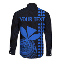 Custom Hawaii Long Sleeve Button Shirt King Kamehameha - Blue LT9 - Polynesian Pride
