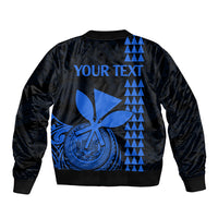 Custom Hawaii Sleeve Zip Bomber Jacket King Kamehameha - Blue LT9 - Polynesian Pride