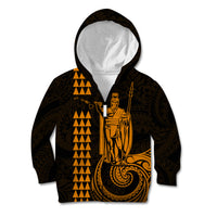 Custom Hawaii Kid Hoodie King Kamehameha - Gold LT9 - Polynesian Pride