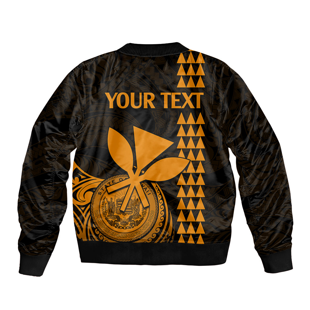 Custom Hawaii Sleeve Zip Bomber Jacket King Kamehameha - Gold LT9 - Polynesian Pride