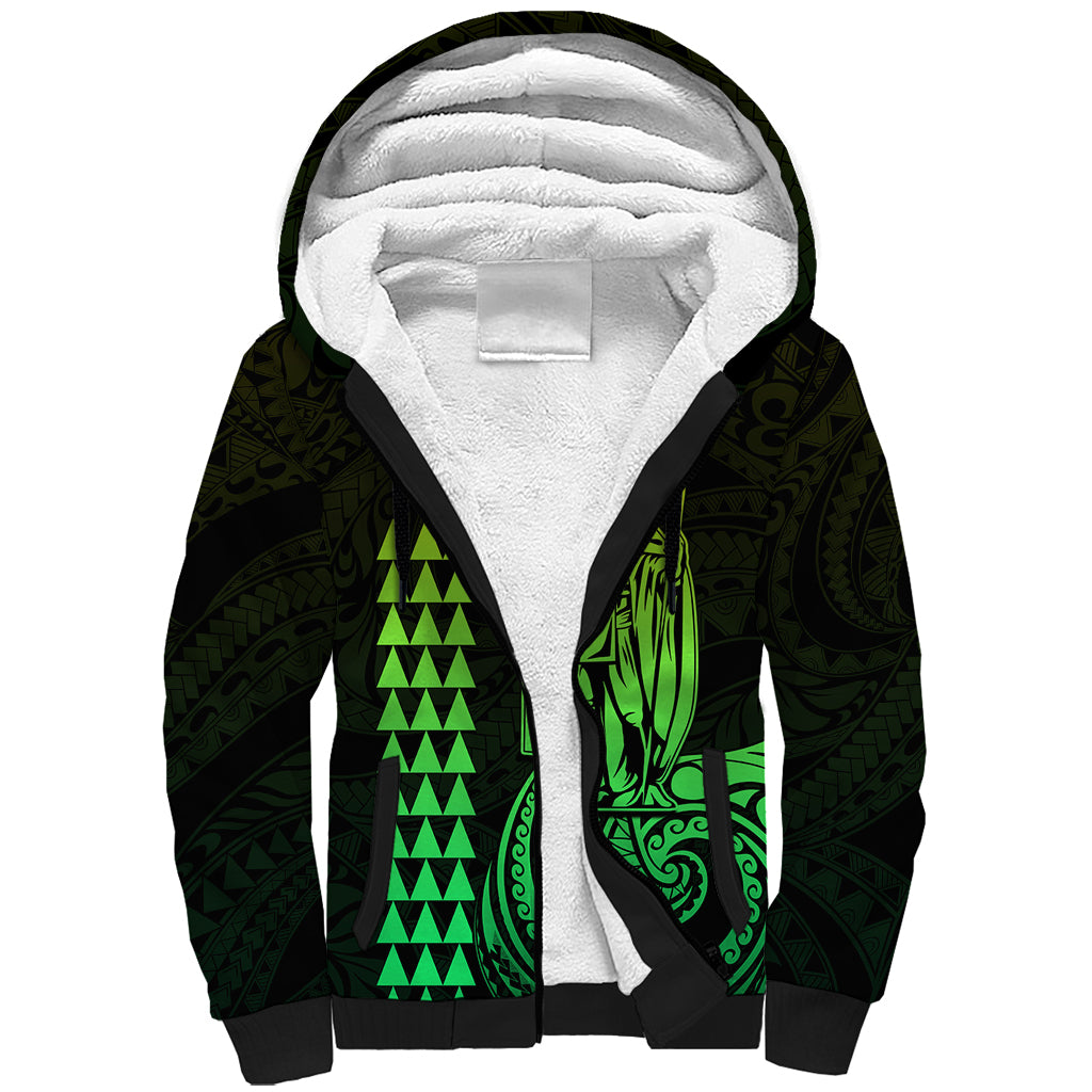 Custom Hawaii Sherpa Hoodie King Kamehameha - Lime LT9 Unisex Lime - Polynesian Pride