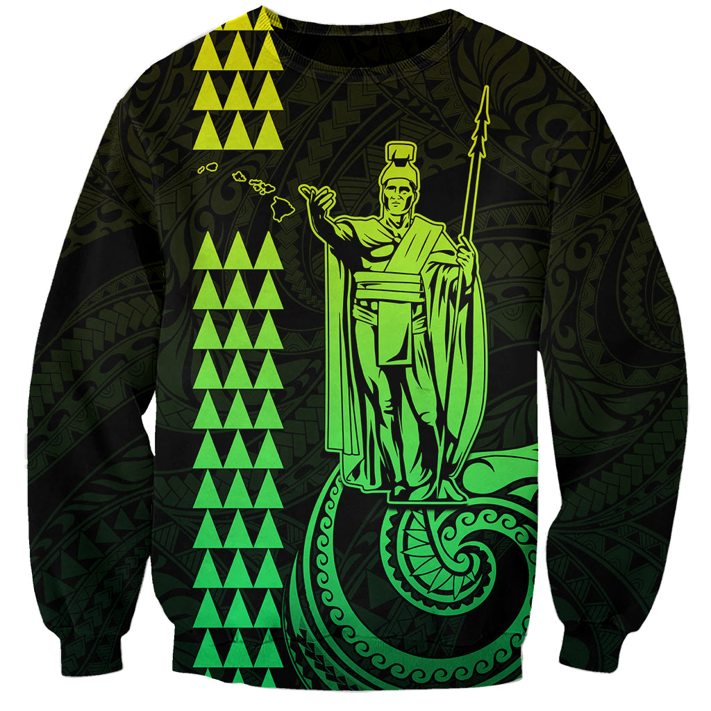 Custom Hawaii Sweatshirt King Kamehameha - Lime LT9 Unisex Lime - Polynesian Pride