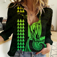 Custom Hawaii Women Casual Shirt King Kamehameha - Lime LT9 Female Lime - Polynesian Pride