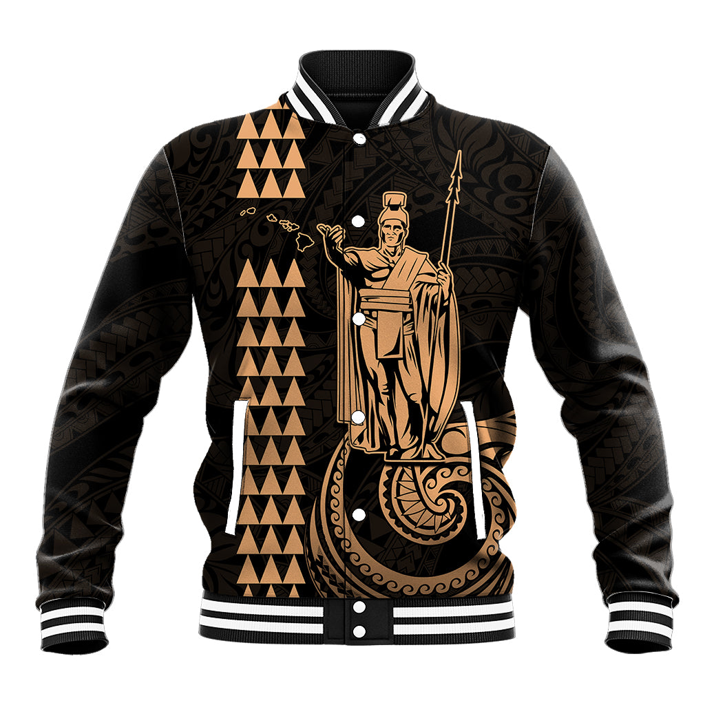 Custom Hawaii Baseball Jacket King Kamehameha - Nude LT9 Unisex Nude - Polynesian Pride