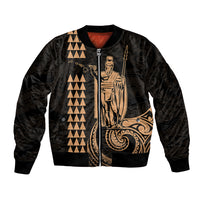Custom Hawaii Bomber Jacket King Kamehameha - Nude LT9 Unisex Nude - Polynesian Pride