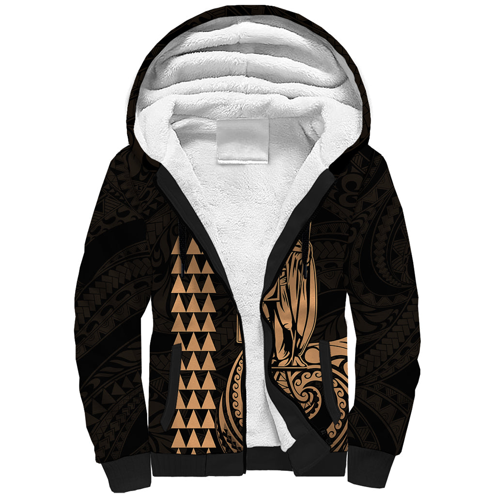 Custom Hawaii Sherpa Hoodie King Kamehameha - Nude LT9 Unisex Nude - Polynesian Pride