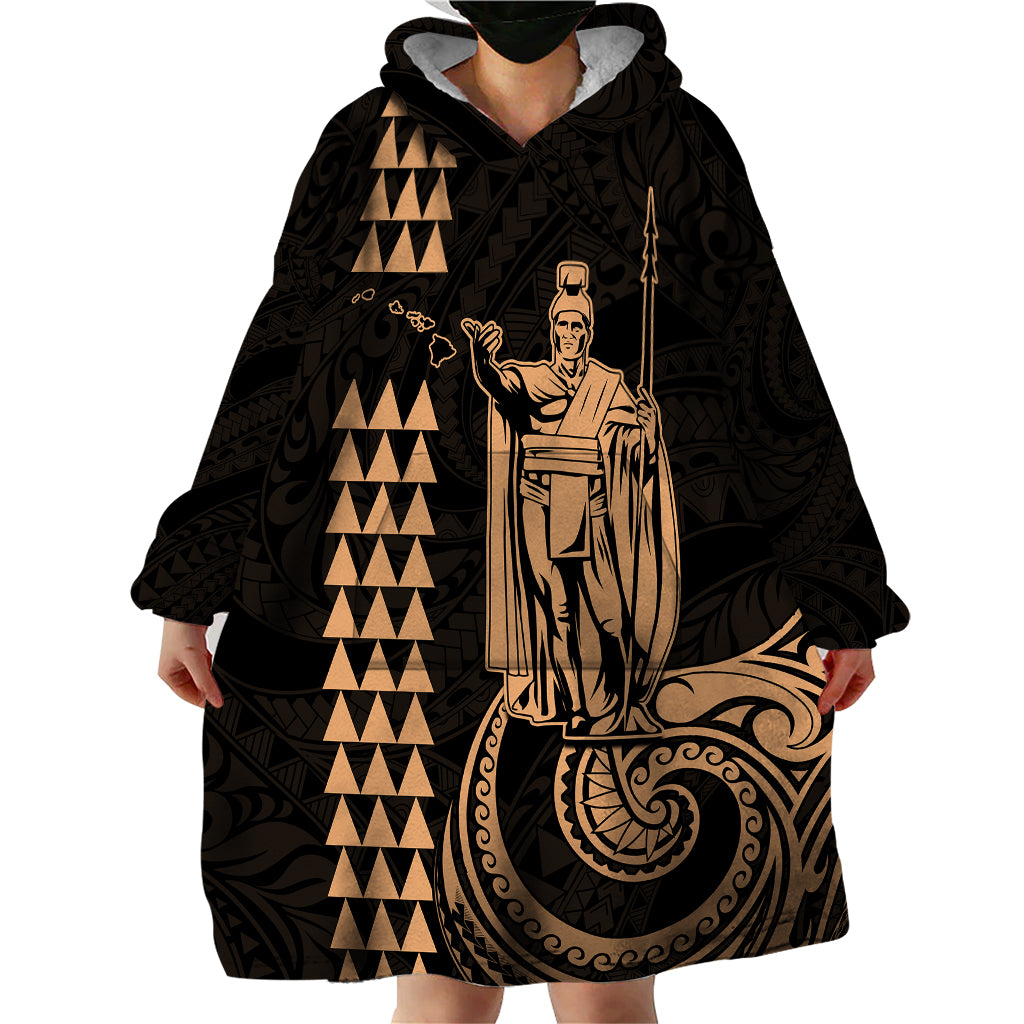 Custom Hawaii Wearable Blanket Hoodie King Kamehameha - Nude LT9 - Polynesian Pride