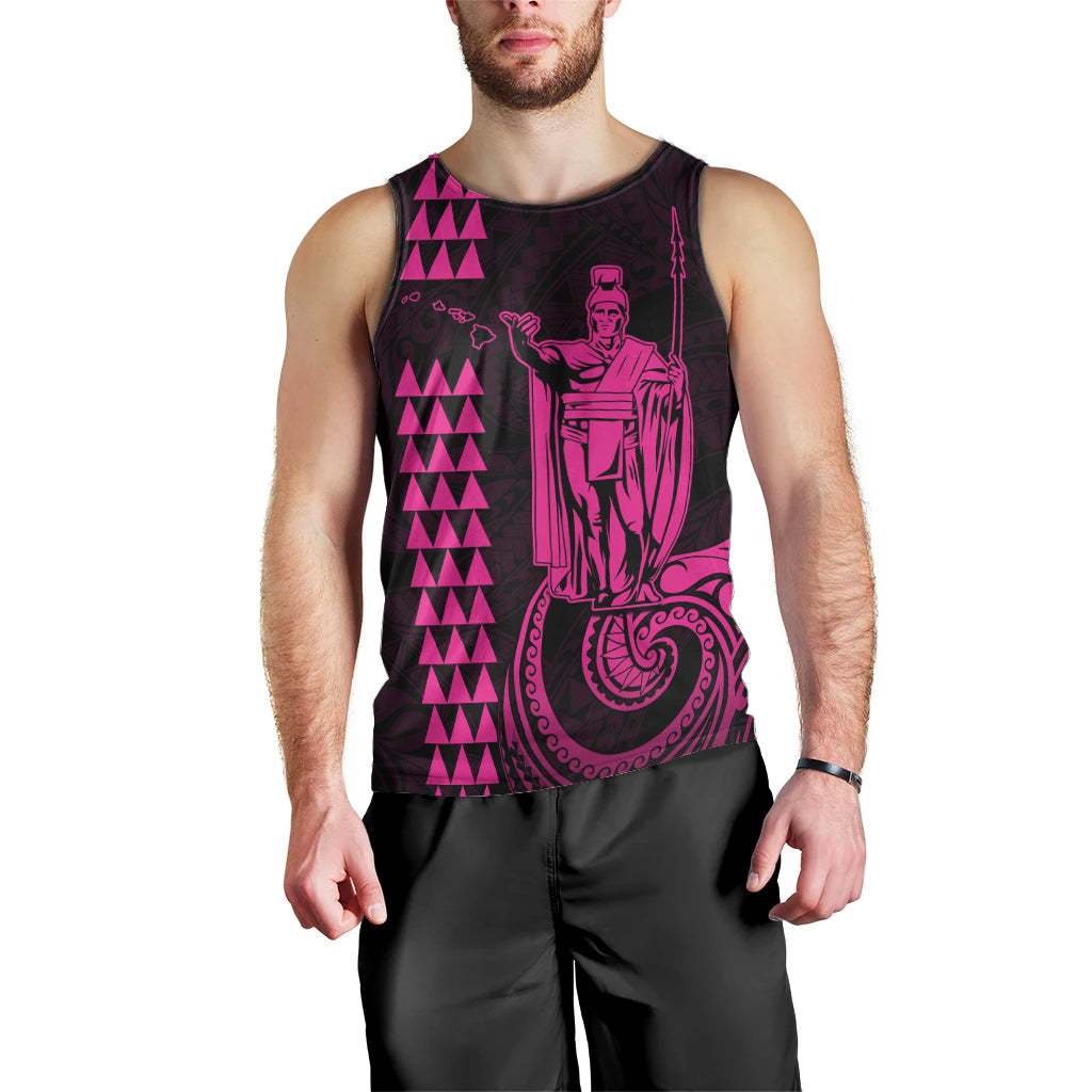 Custom Hawaii Men Tank Top King Kamehameha - Pink LT9 - Polynesian Pride