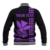 Custom Hawaii Baseball Jacket King Kamehameha - Purple LT9 - Polynesian Pride