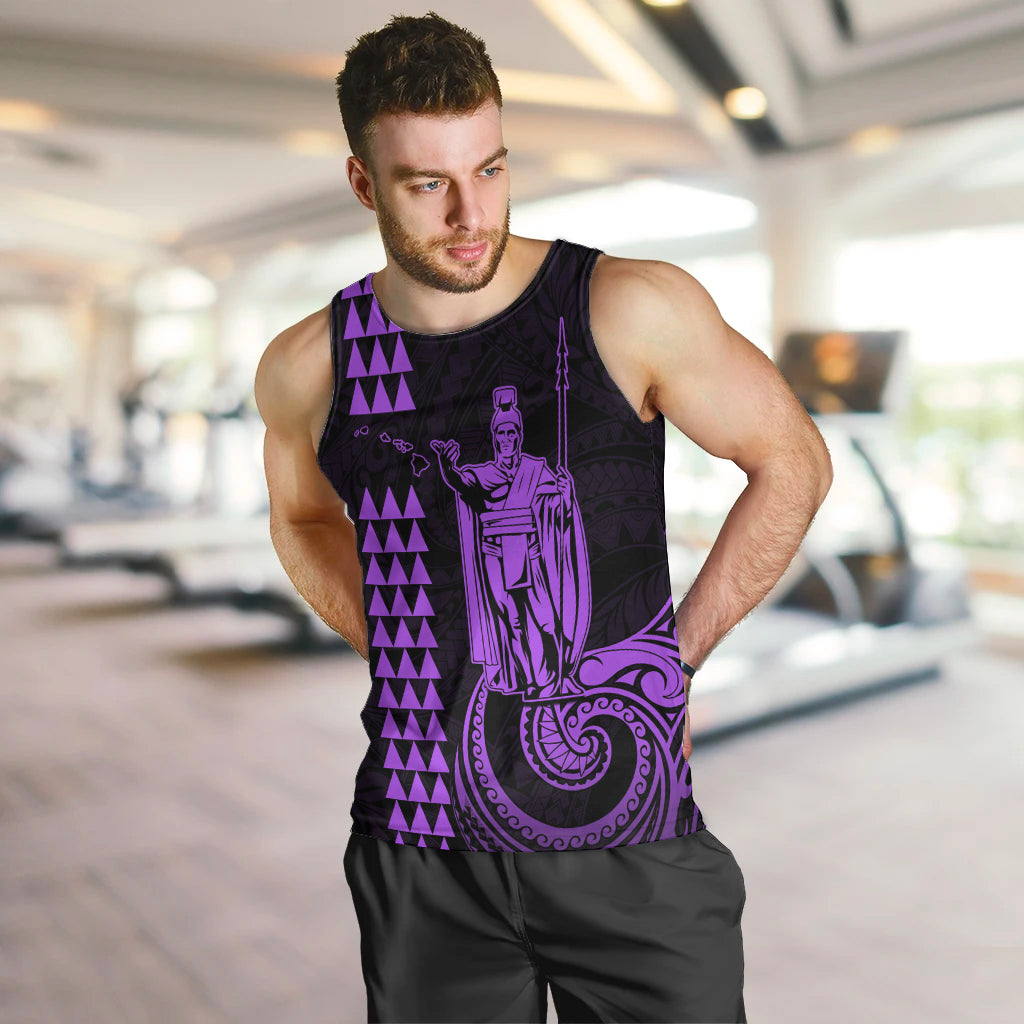 Custom Hawaii Men Tank Top King Kamehameha - Purple LT9 - Polynesian Pride