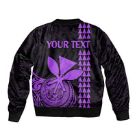 Custom Hawaii Sleeve Zip Bomber Jacket King Kamehameha - Purple LT9 - Polynesian Pride