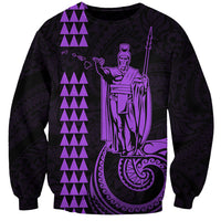 Custom Hawaii Sweatshirt King Kamehameha - Purple LT9 Unisex Purple - Polynesian Pride