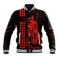 Custom Hawaii Baseball Jacket King Kamehameha - Red LT9 Unisex Red - Polynesian Pride