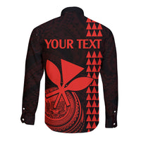 Custom Hawaii Long Sleeve Button Shirt King Kamehameha - Red LT9 - Polynesian Pride