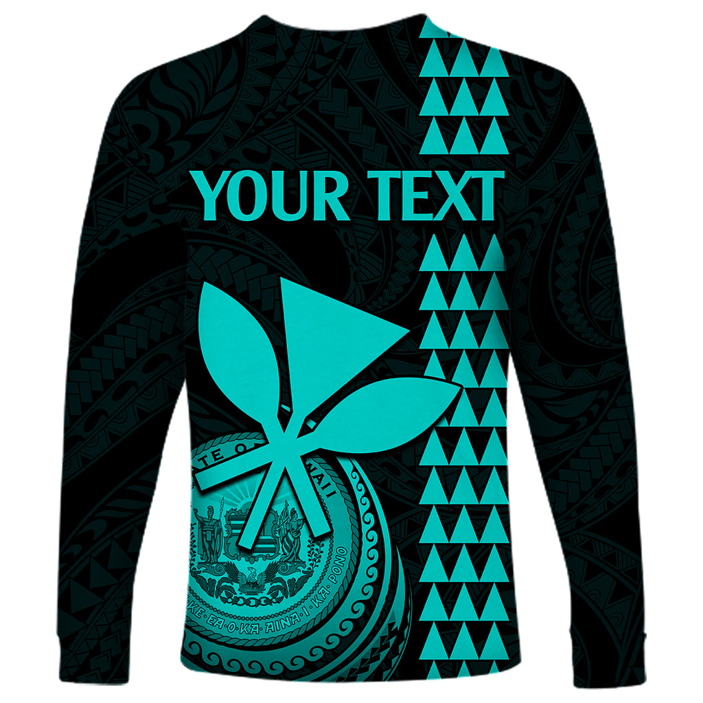 Custom Hawaii Long Sleeve Shirt King Kamehameha - Turquoise LT9 - Polynesian Pride