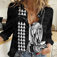 Custom Hawaii Women Casual Shirt King Kamehameha - White LT9 Female White - Polynesian Pride