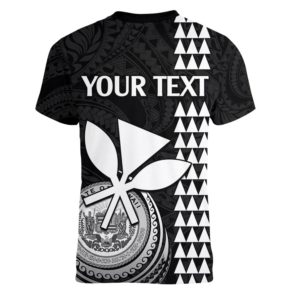 Custom Hawaii Women V Neck T Shirt King Kamehameha - White LT9 - Polynesian Pride