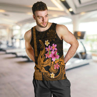 Custom Polynesian Men Tank Top Hawaiian Warriors with Tribal Shark Tattoos - Gold LT9 - Polynesian Pride