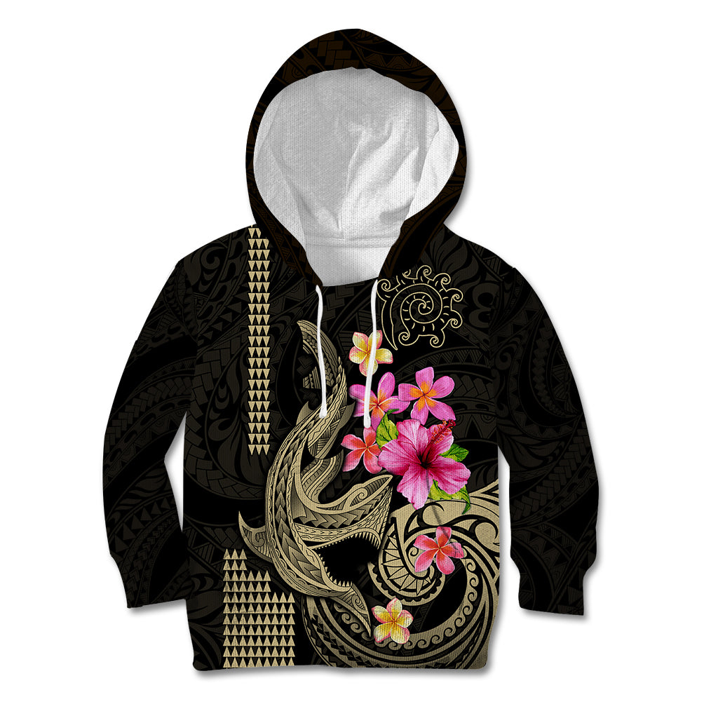 Custom Polynesian Kid Hoodie Hawaiian Warriors with Tribal Shark Tattoos - Nude LT9 Nude - Polynesian Pride
