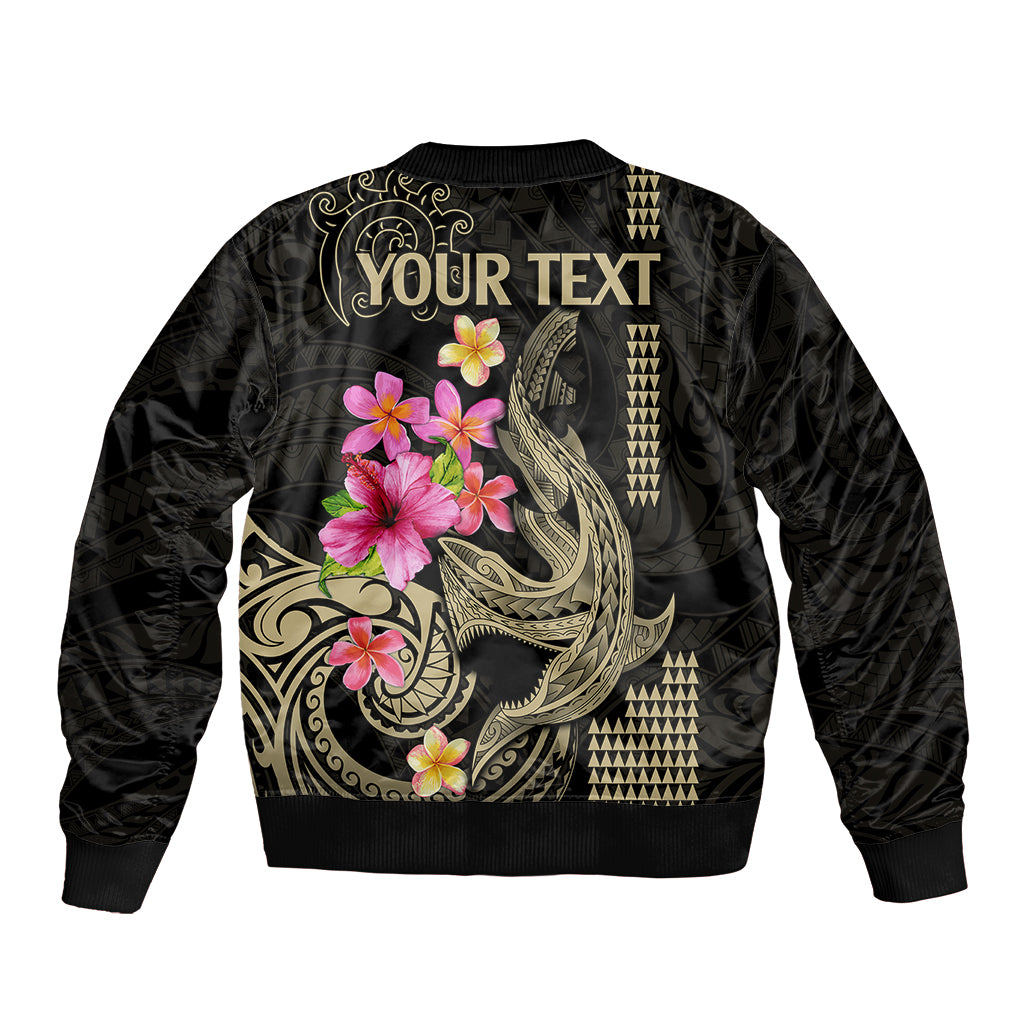 Custom Polynesian Sleeve Zip Bomber Jacket Hawaiian Warriors with Tribal Shark Tattoos - Nude LT9 - Polynesian Pride