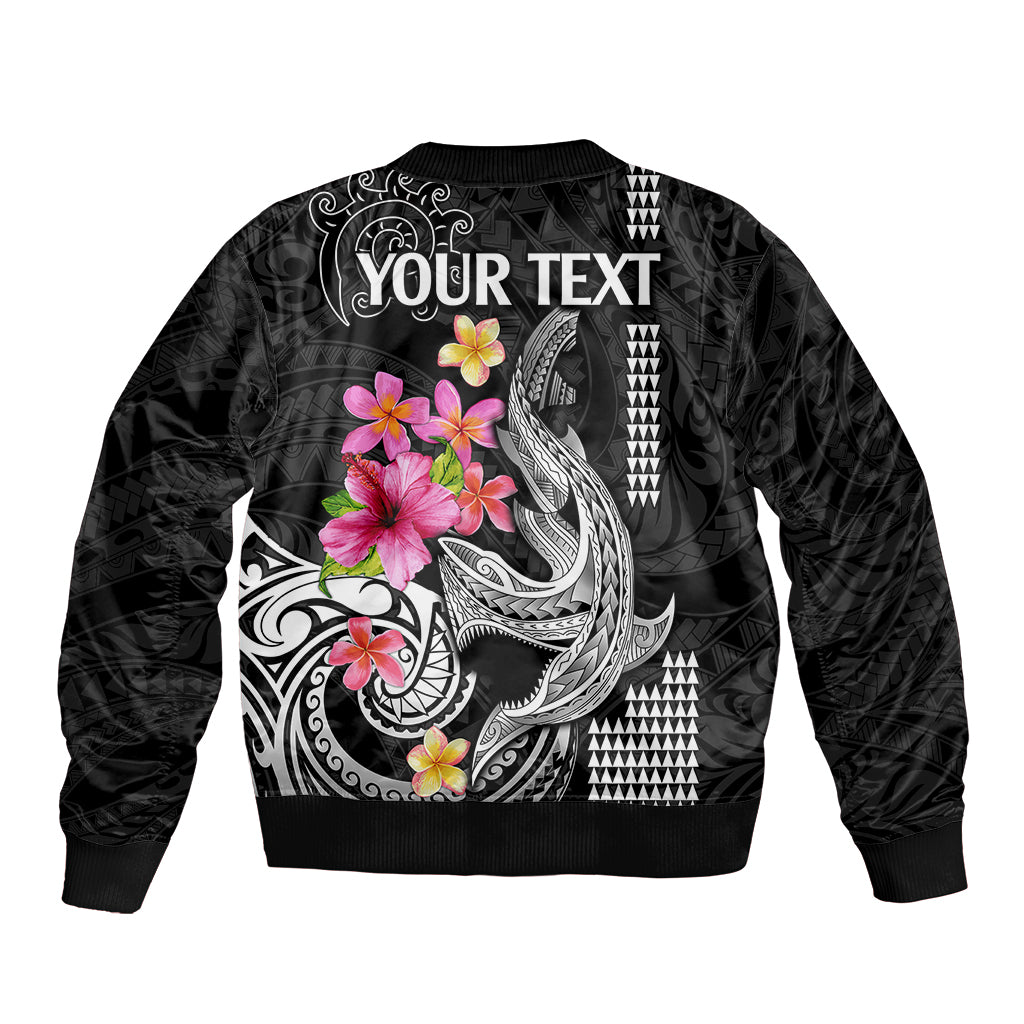Custom Polynesian Bomber Jacket Hawaiian Warriors with Tribal Shark Tattoos - White LT9 - Polynesian Pride