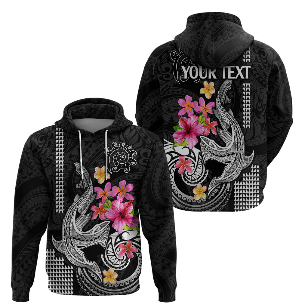 Custom Polynesian Hoodie Hawaiian Warriors with Tribal Shark Tattoos White LT9 - Polynesian Pride
