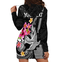 Custom Polynesian Hoodie Dress Hawaiian Warriors with Tribal Shark Tattoos - White LT9 - Polynesian Pride