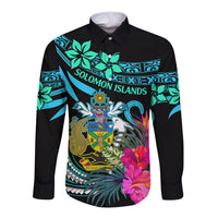 Solomon Islands Long Sleeve Button Shirt Happy Independence Day LT9 Unisex Blue - Polynesian Pride