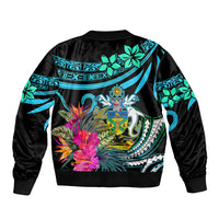 Custom Solomon Islands Sleeve Zip Bomber Jacket Happy Independence Day LT9 - Polynesian Pride