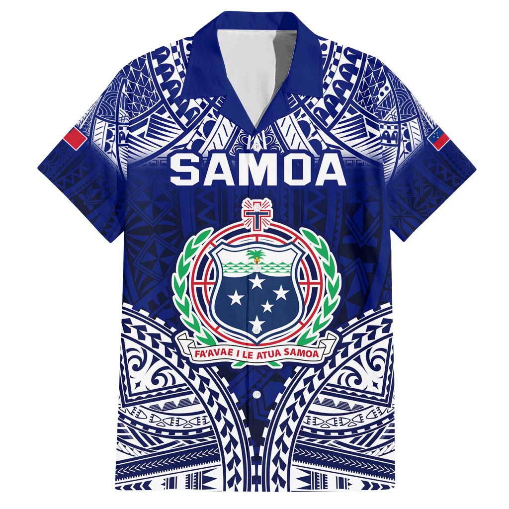 Personalised Samoa Coat Of Arms Family Matching Long Sleeve Bodycon Dress and Hawaiian Shirt With Polynesian Pattern Version