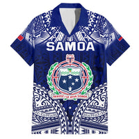 Personalised Samoa Coat Of Arms Family Matching Long Sleeve Bodycon Dress and Hawaiian Shirt With Polynesian Pattern Version