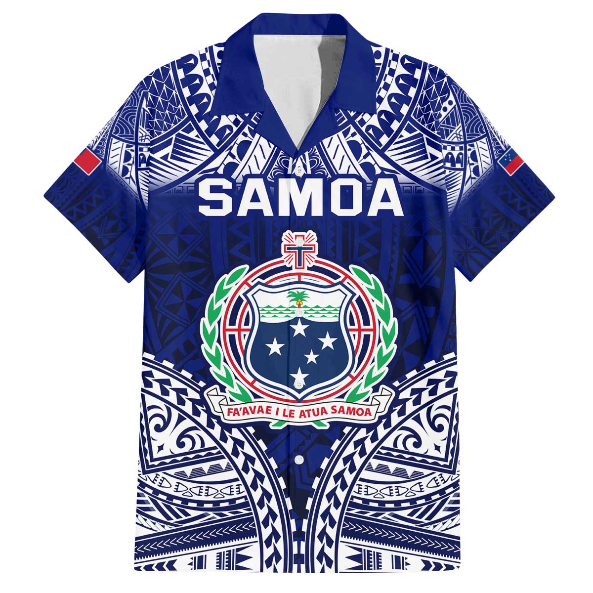 Personalised Samoa Coat Of Arms Family Matching Off The Shoulder Long Sleeve Dress and Hawaiian Shirt With Polynesian Pattern Version