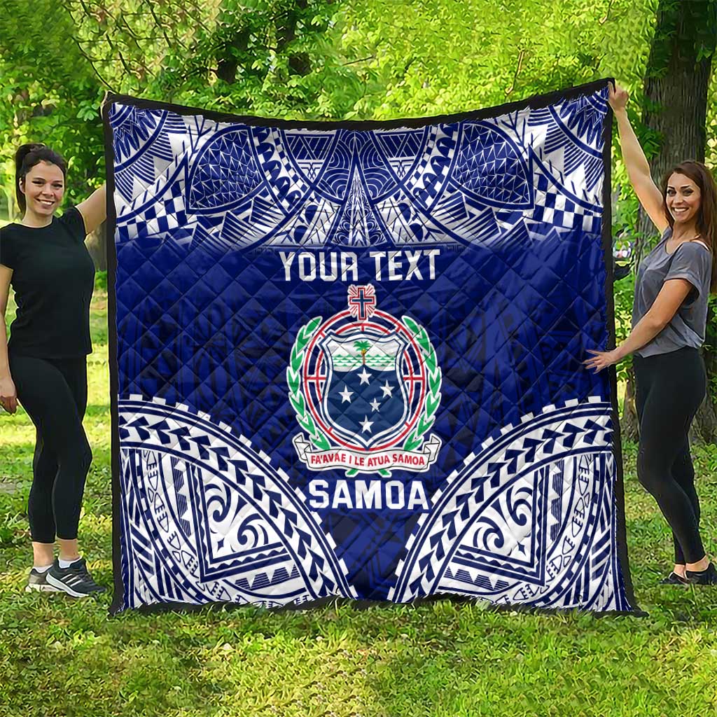 Personalised Samoa Coat Of Arms Quilt With Polynesian Pattern Version