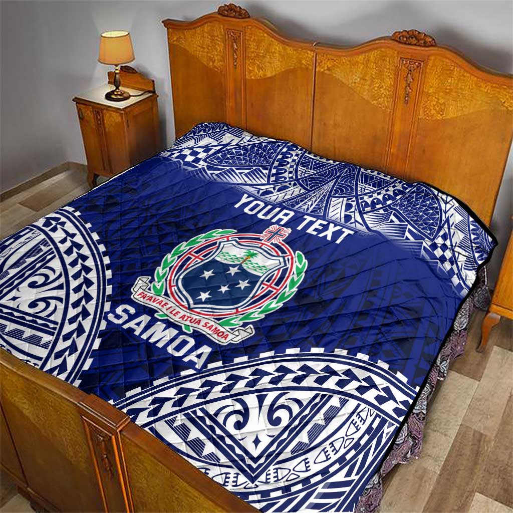 Personalised Samoa Coat Of Arms Quilt With Polynesian Pattern Version