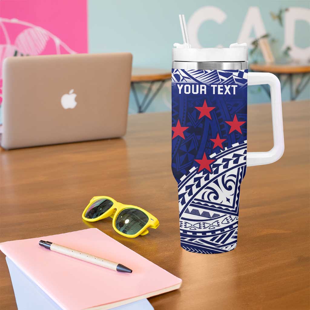 Personalised Samoa Coat Of Arms Tumbler With Handle With Polynesian Pattern Version