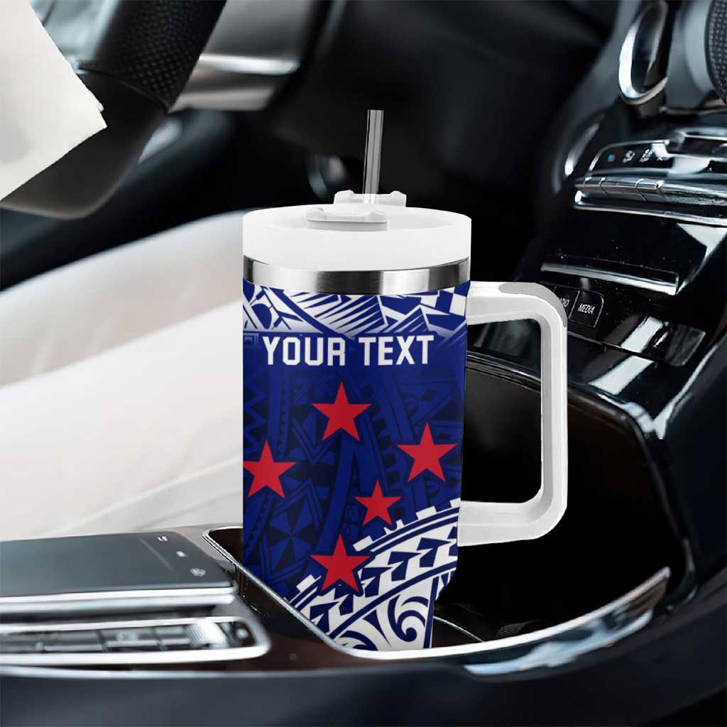 Personalised Samoa Coat Of Arms Tumbler With Handle With Polynesian Pattern Version