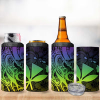 Polynesian Tribal Plumeria 4 in 1 Can Cooler Tumbler with Hawaii Kanaka Maoli Reggae Version