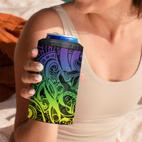 Polynesian Tribal Plumeria 4 in 1 Can Cooler Tumbler with Hawaii Kanaka Maoli Reggae Version