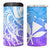 Polynesian Tribal Plumeria 4 in 1 Can Cooler Tumbler with Hawaii Kanaka Maoli Blue Gradient Version