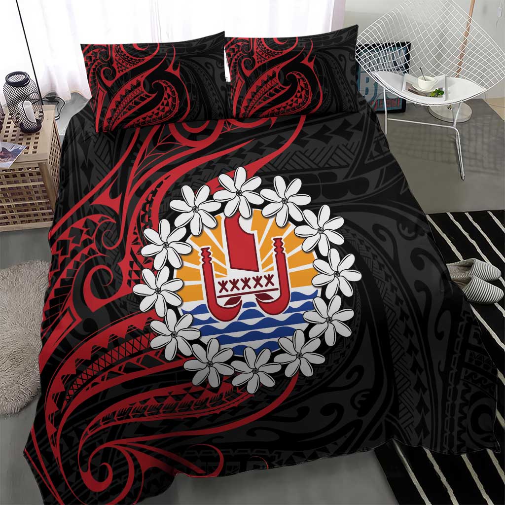 Tahitian Coat Of Arm and Tiare Flower Bedding Set Polynesian Tribal Tattoo LT9 - Polynesian Pride