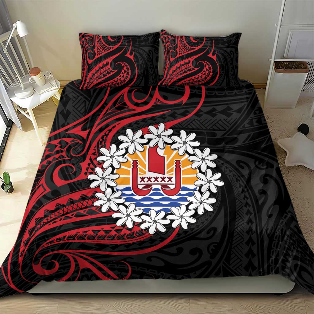Tahitian Coat Of Arm and Tiare Flower Bedding Set Polynesian Tribal Tattoo LT9 - Polynesian Pride