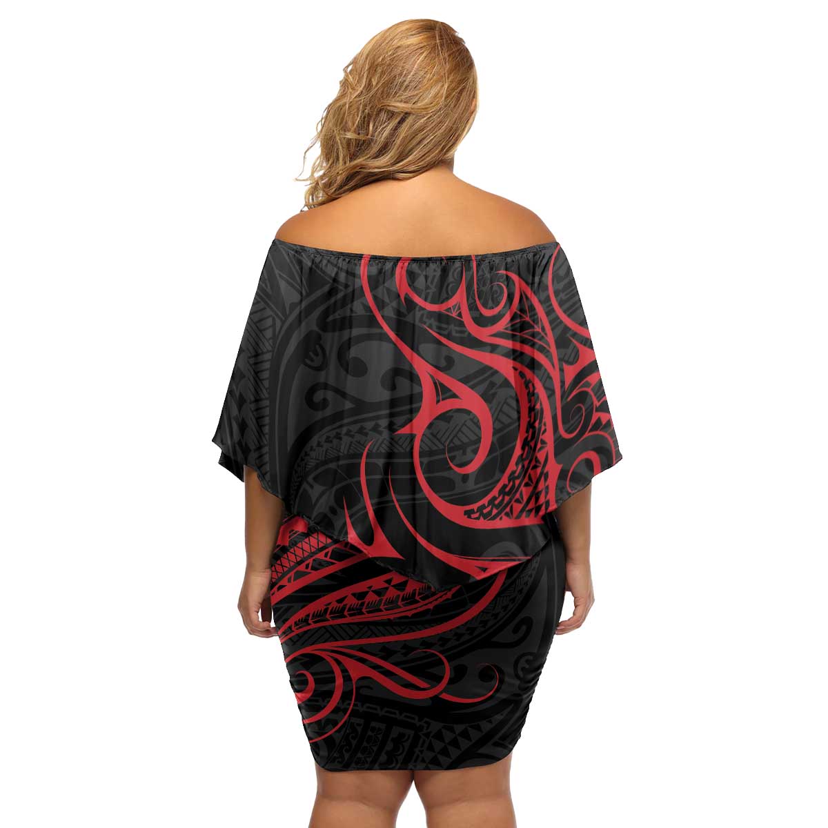 Tahitian Coat Of Arm and Tiare Flower Family Matching Off Shoulder Short Dress and Hawaiian Shirt Polynesian Tribal Tattoo