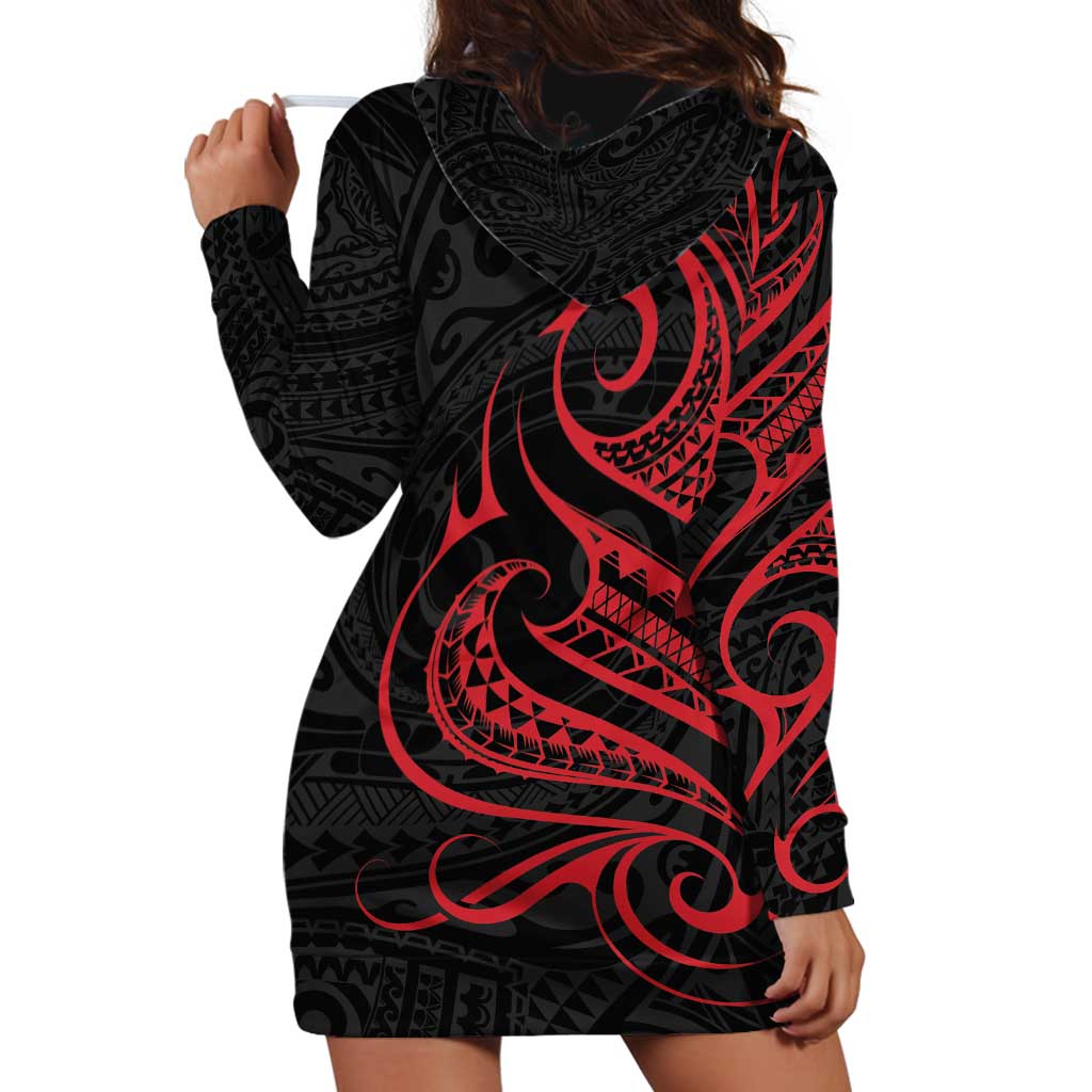 Tahitian Coat Of Arm and Tiare Flower Hoodie Dress Polynesian Tribal Tattoo