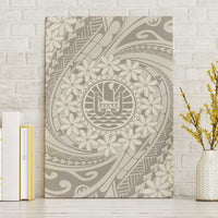 Tahitian Tiare Flower Canvas Wall Art Beige Polynesian Pattern
