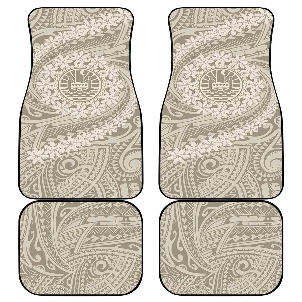 Tahitian Tiare Flower Car Mats Beige Polynesian Pattern