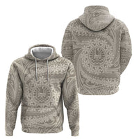 Tahitian Tiare Flower Hoodie Beige Polynesian Pattern